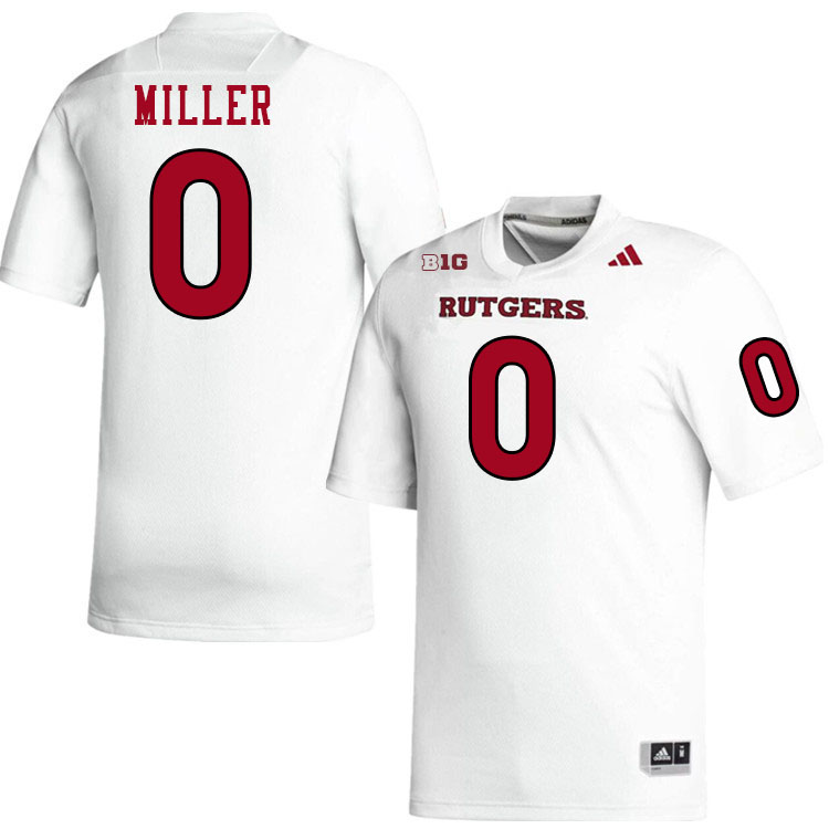 Men #0 Dymere Miller Rutgers Scarlet Knights 2024 College Football Jerseys Stitched-White